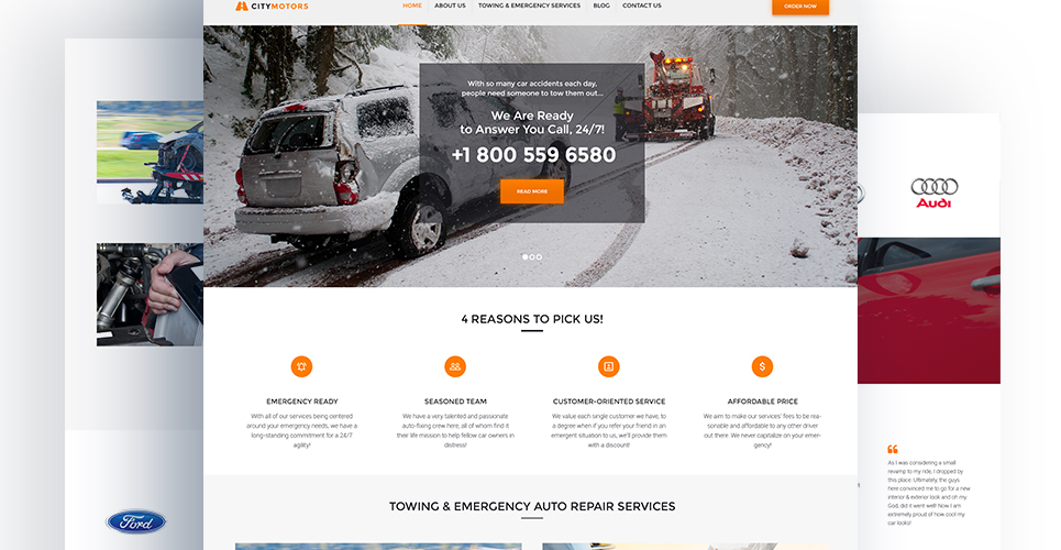 авто буксировочная компания wordpress тема