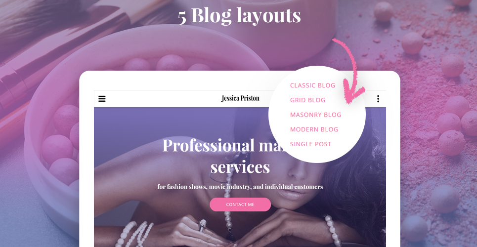 адаптивный многостраничный шаблон сайта makeup services