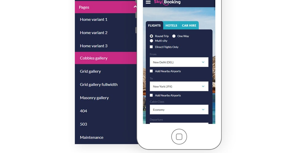 бронирование авиабилетов шаблон сайта html5