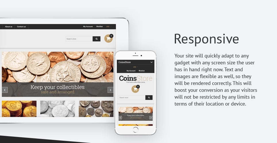коллекционные монеты и расходные материалы тема shopify
