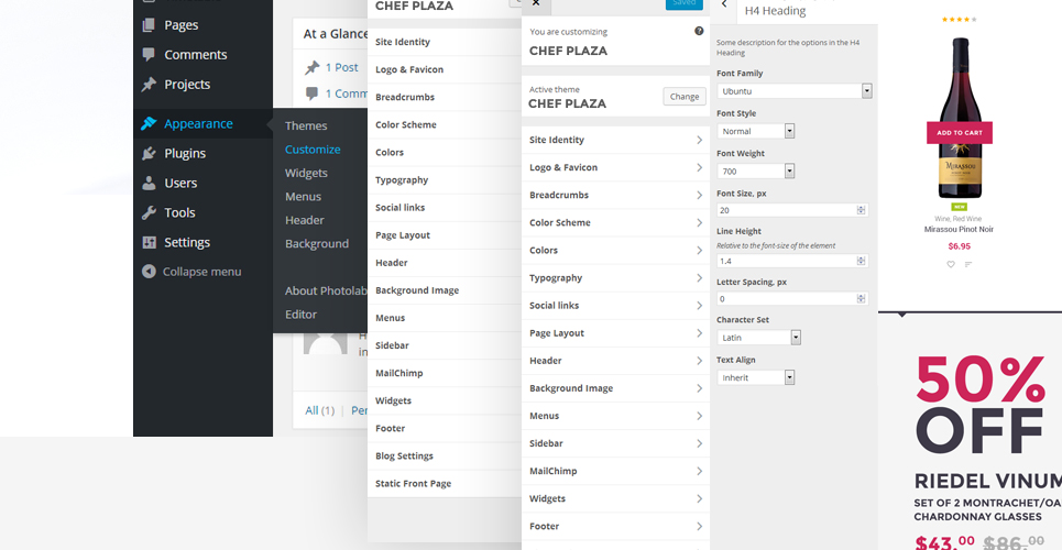 chef plaza food and wine store тема woocommerce