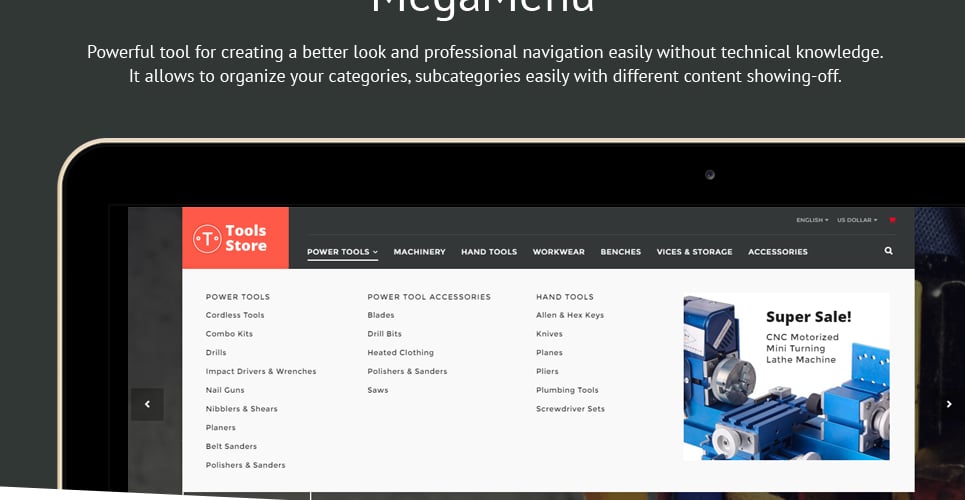 строительные инструменты и разнорабочий поставляет шаблон opencart