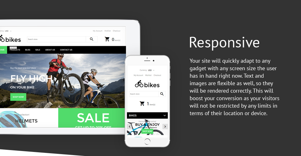 велоспорт отзывчивая тема shopify