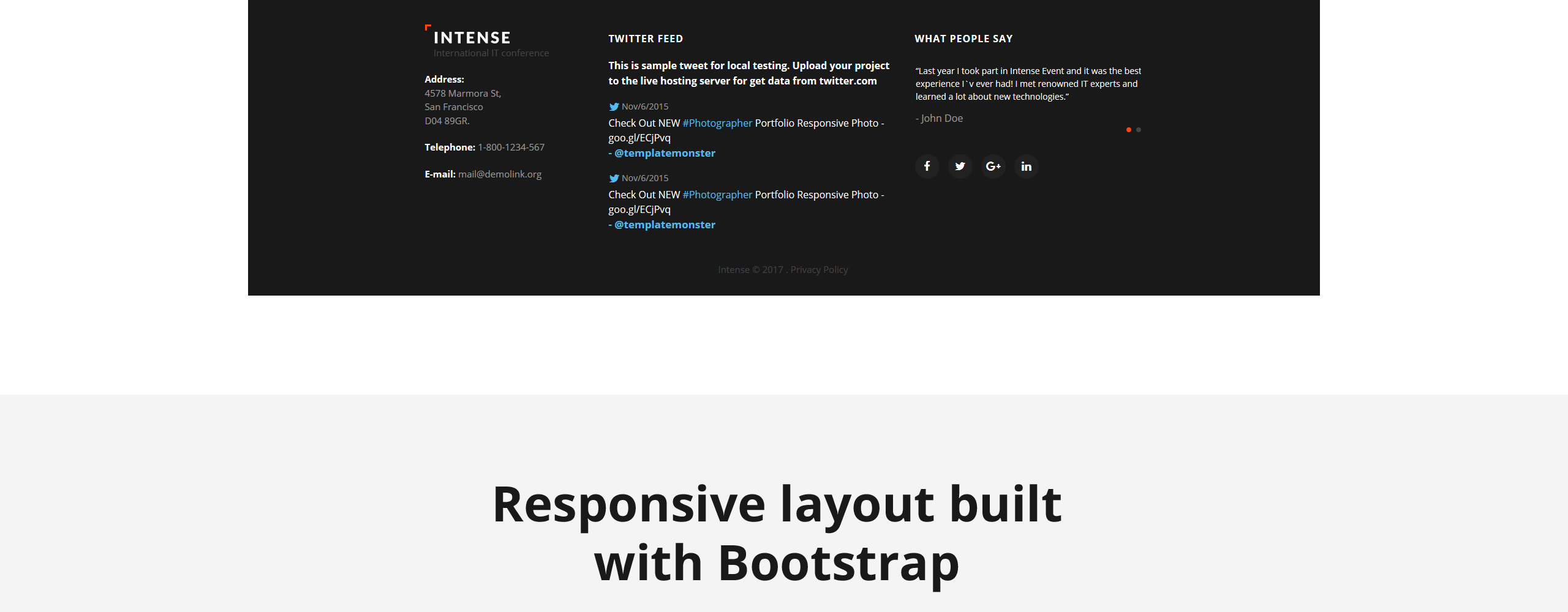 планировщик событий html5 шаблон целевой страницы
