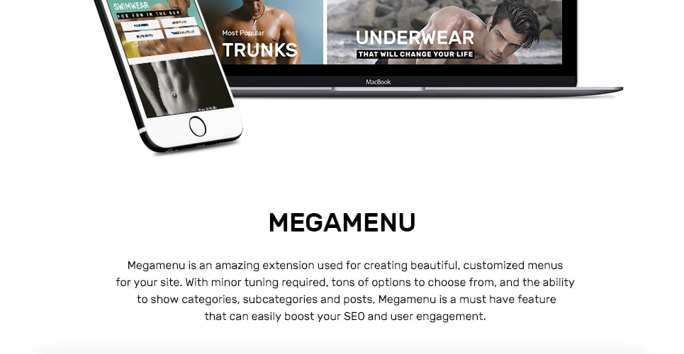 мужское нижнее белье отзывчивая тема magento