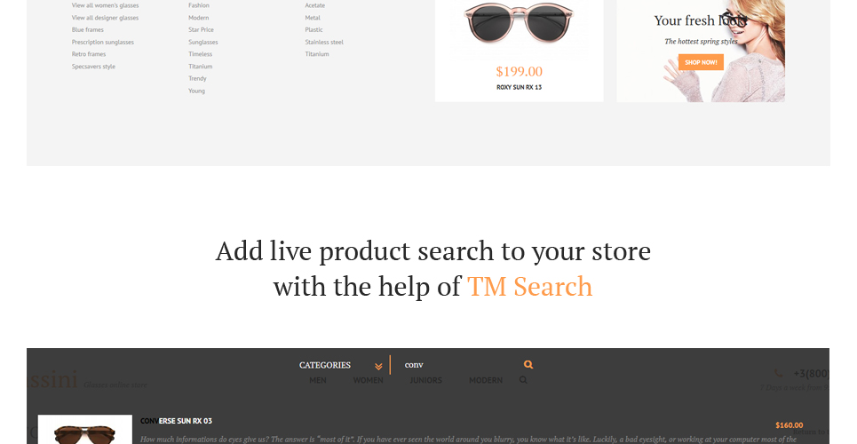 отзывчивая тема магазина очков prestashop
