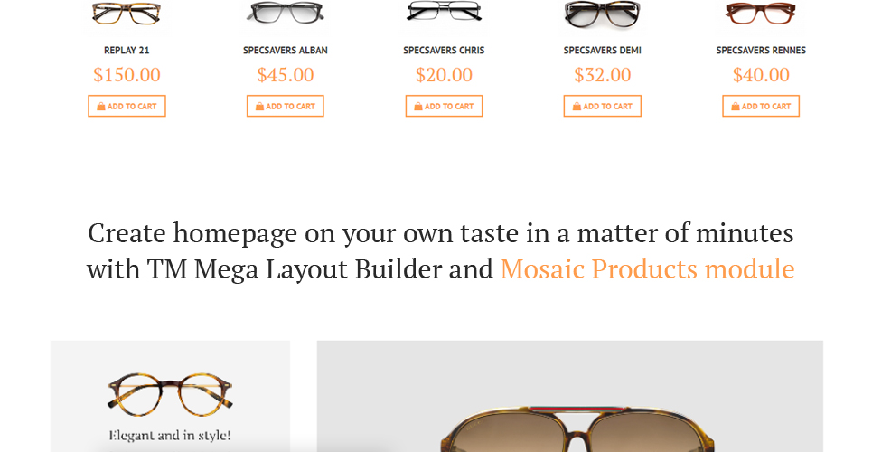 отзывчивая тема магазина очков prestashop