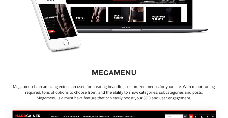 магазин спортивного питания отзывчивая тема magento