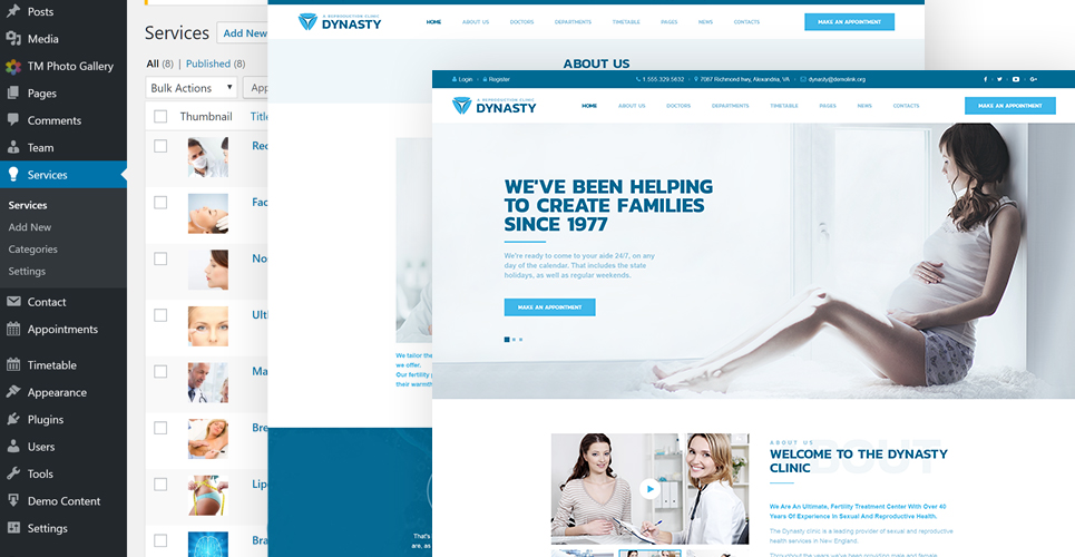 репродуктивная клиника отзывчивая тема wordpress