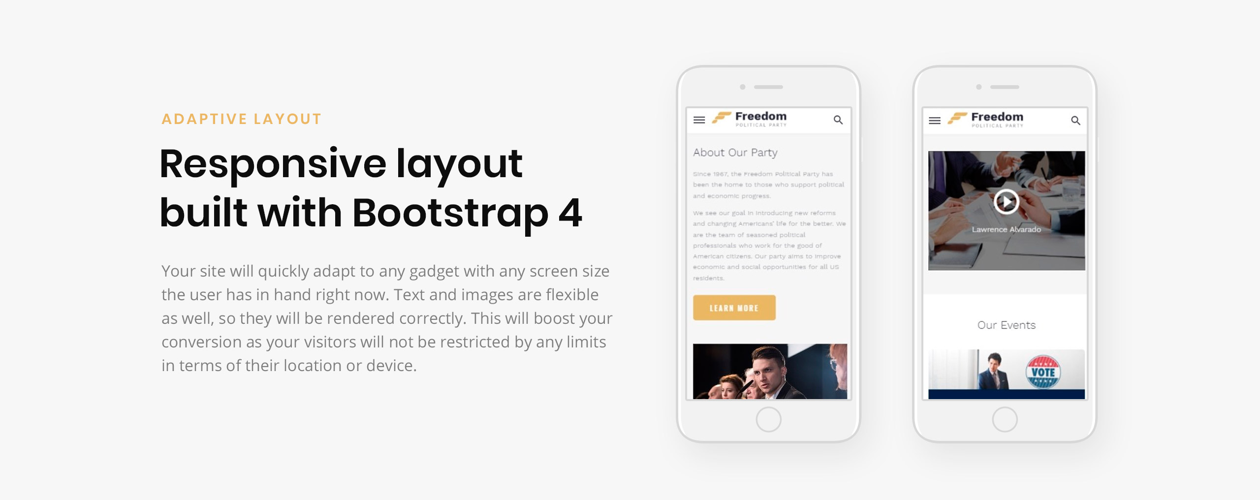 freedom political party многостраничный html шаблон сайта