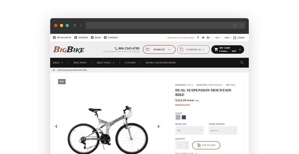 bike shop отзывчивая тема prestashop