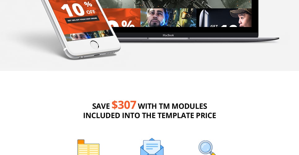 магазин видеоигр отзывчивая тема magento