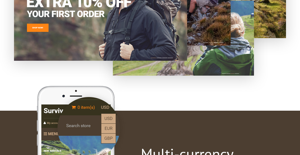 туристическое снаряжение shopify тема