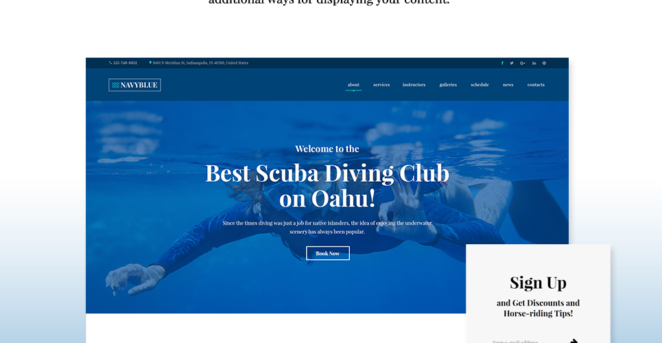 scuba diving club отзывчивая тема wordpress