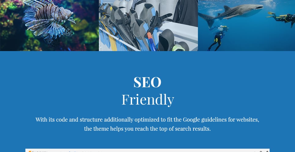 scuba diving club отзывчивая тема wordpress