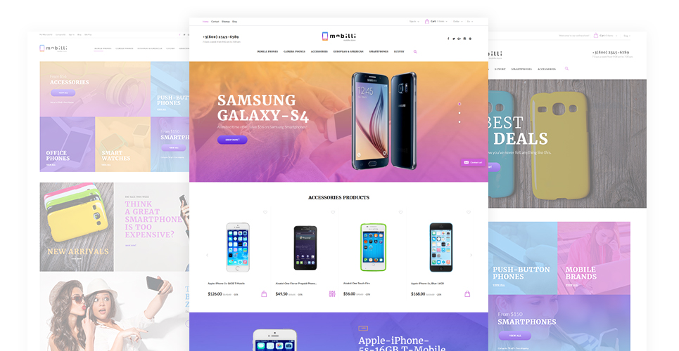 мобильные телефоны и аксессуары prestashop тема