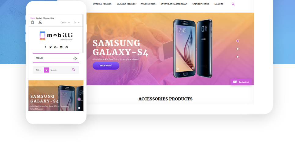 мобильные телефоны и аксессуары prestashop тема