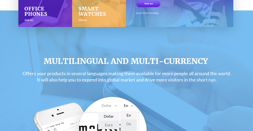 мобильные телефоны и аксессуары prestashop тема