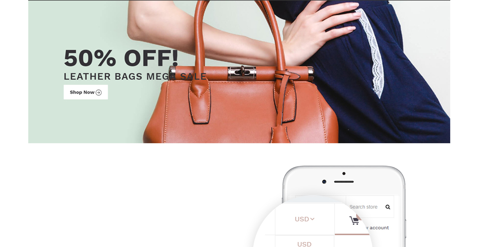 сумочка отзывчивая тема shopify