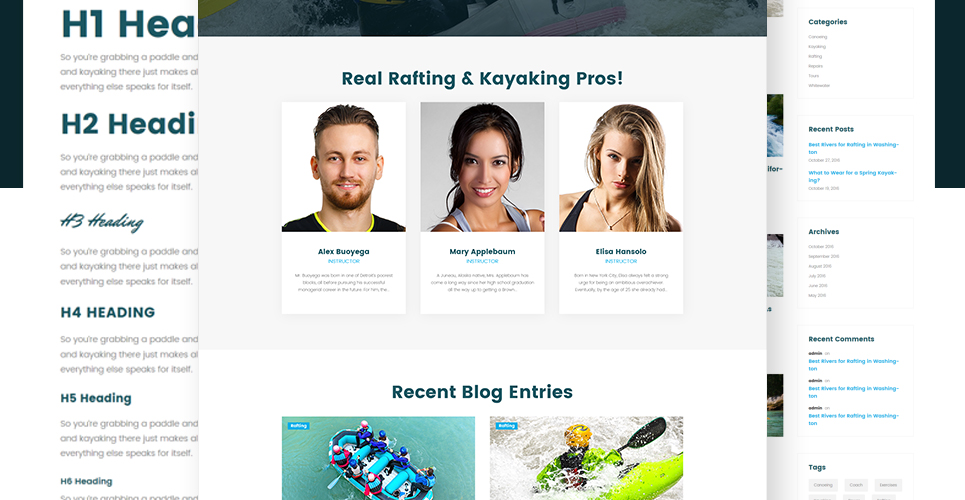рафтинг и каякинг wordpress тема