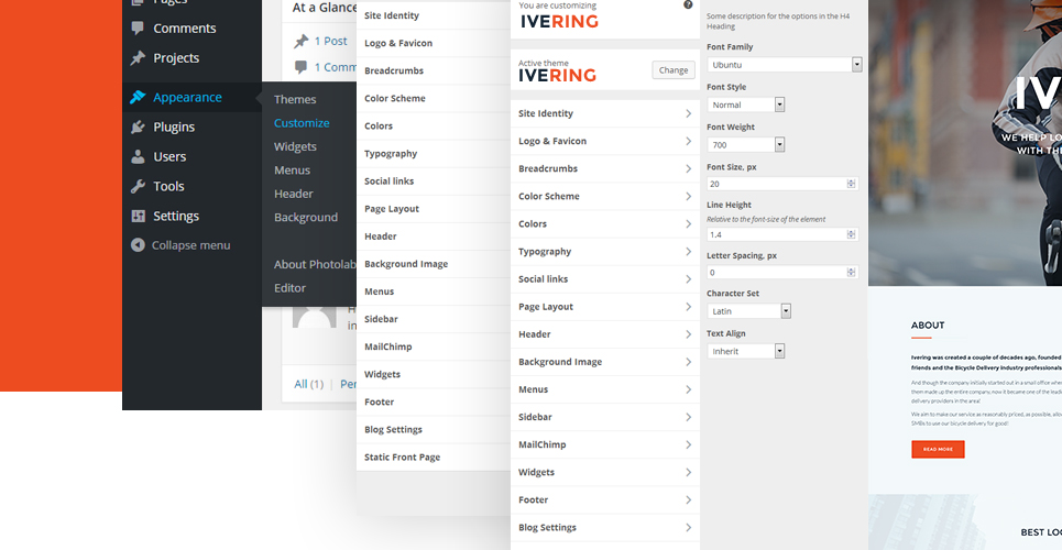 bike courier &amp; package delivery wordpress тема