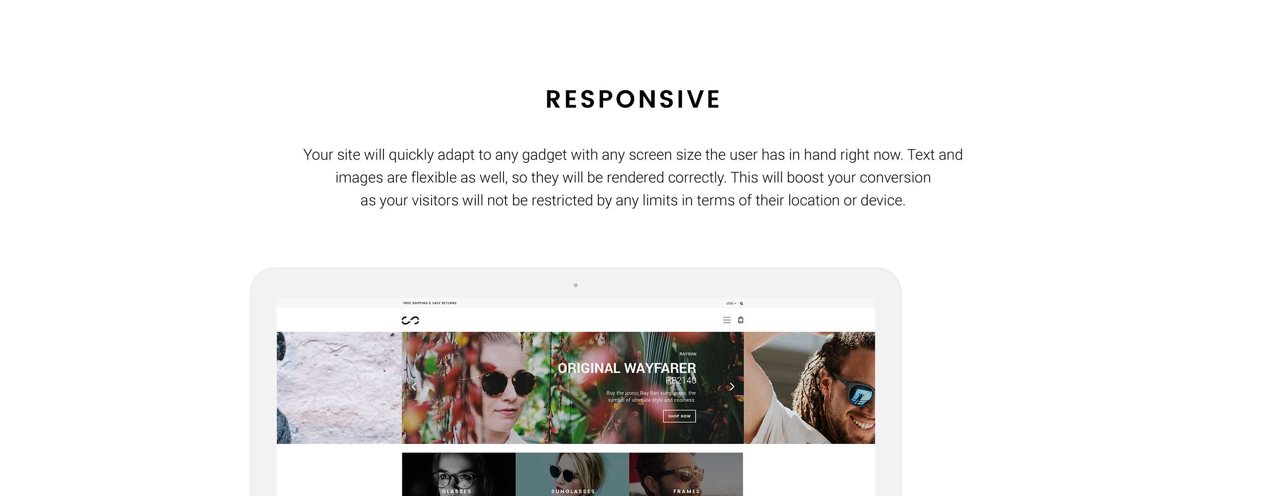 мода отзывчивая тема shopify