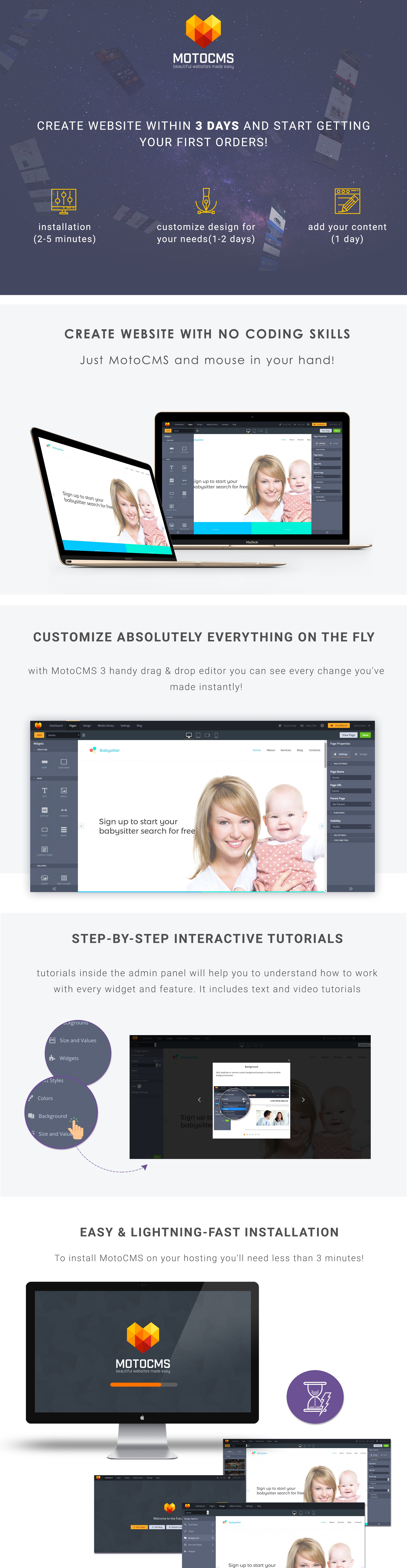 шаблон babysitter moto cms 3