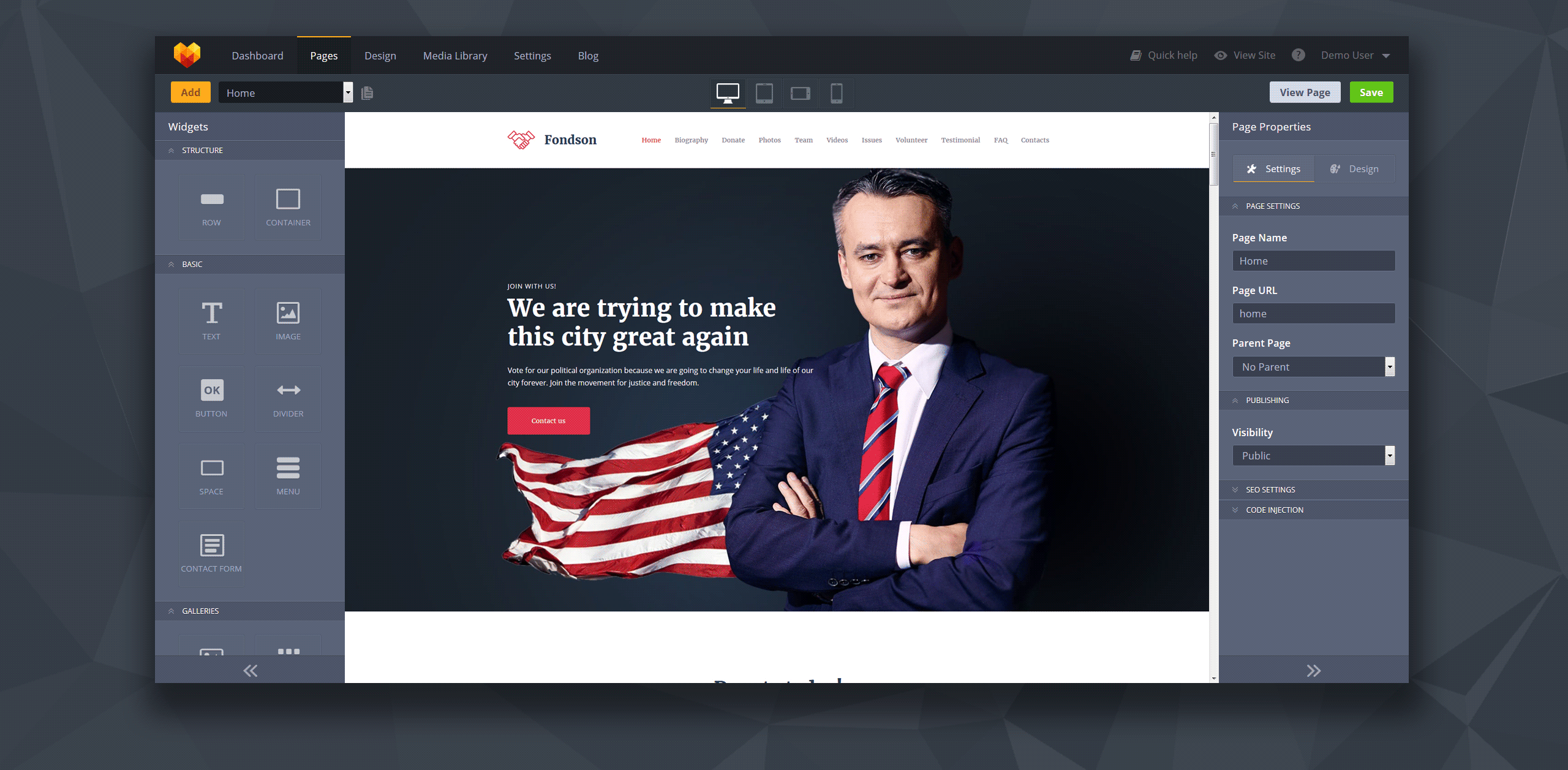 политический кандидат премиум moto cms 3 шаблон