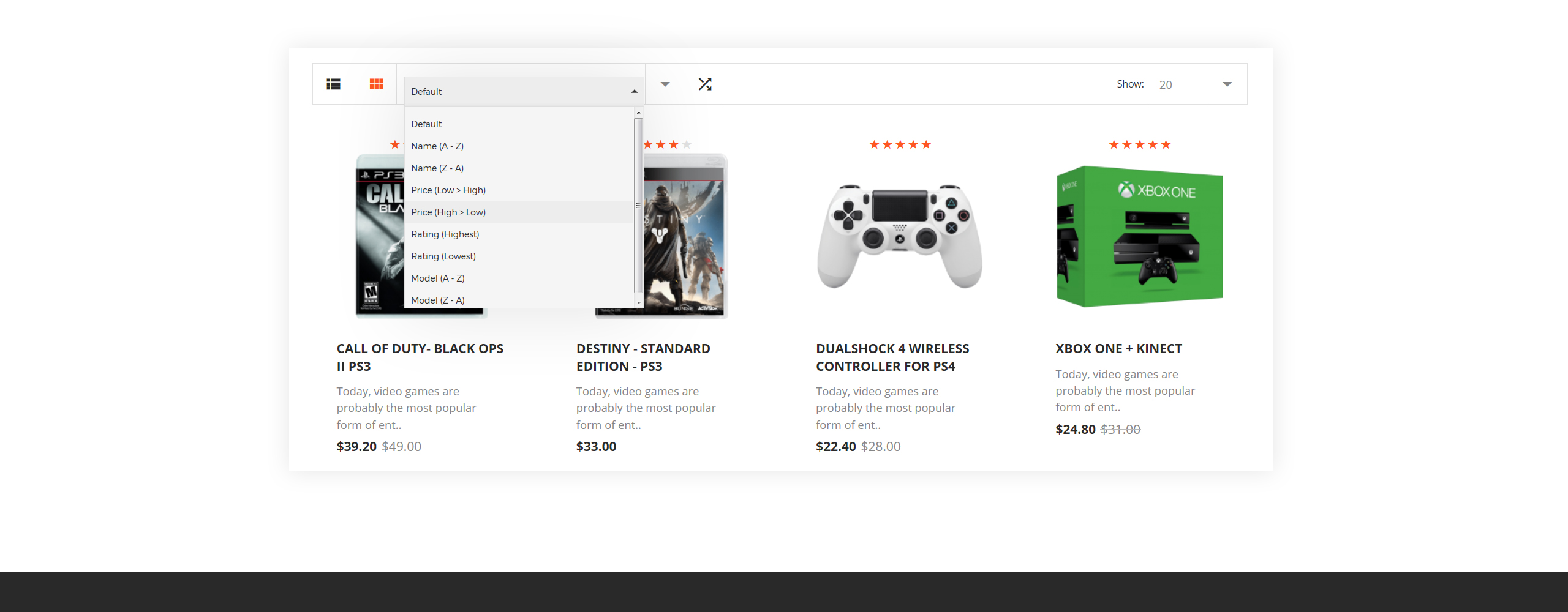 адаптивный шаблон opencart игрового портала