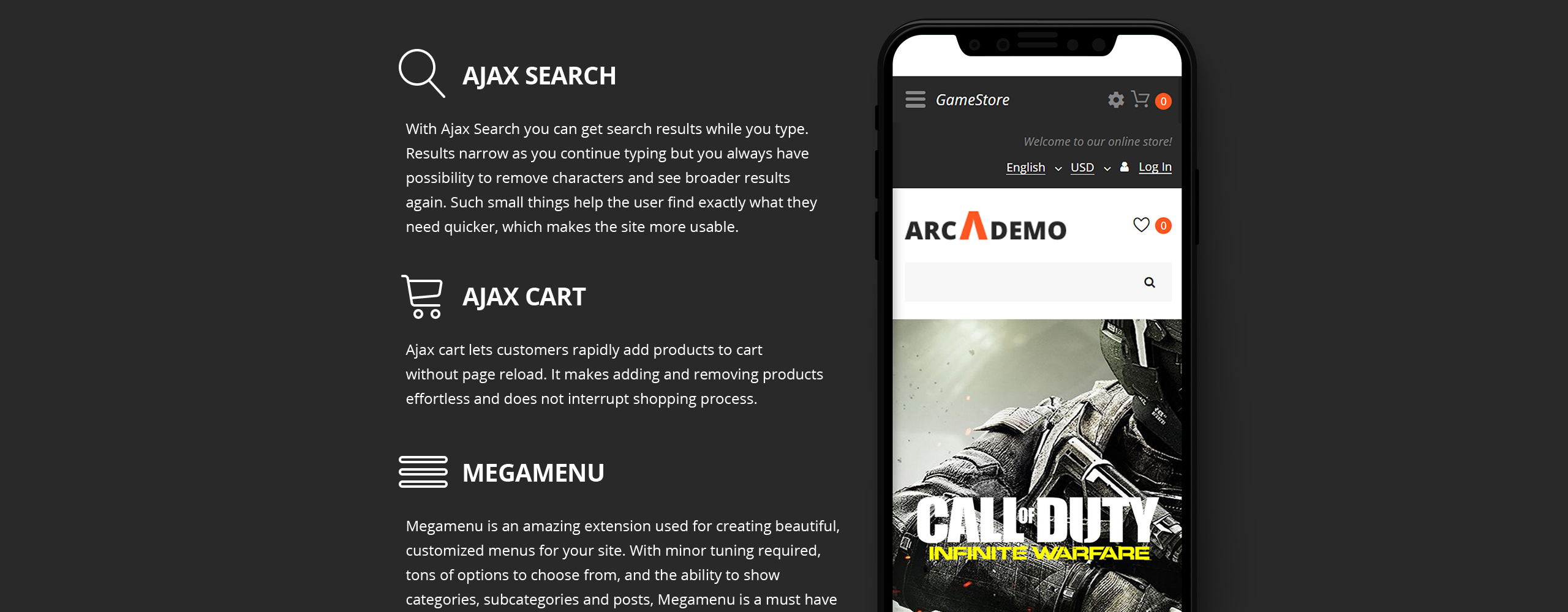 адаптивный шаблон opencart игрового портала