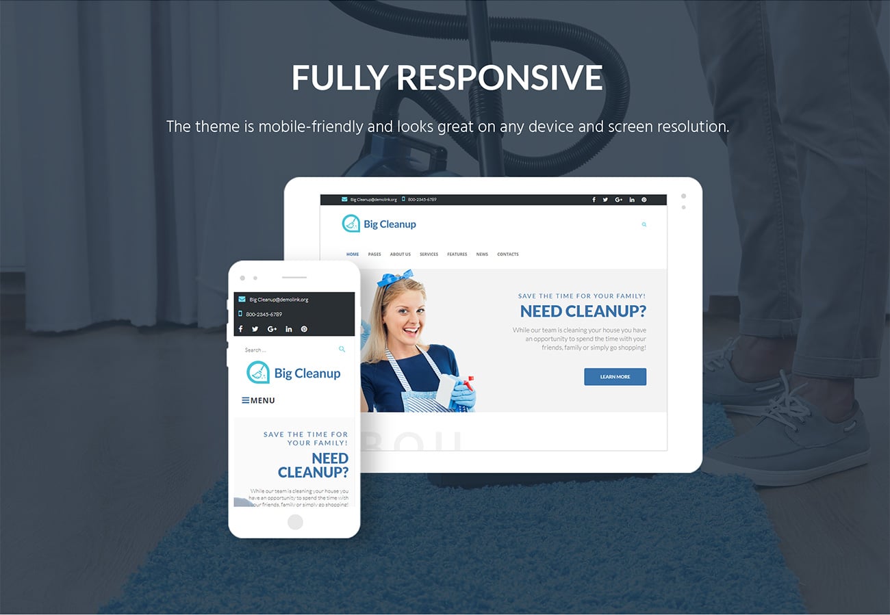 клининговые услуги отзывчивая тема wordpress