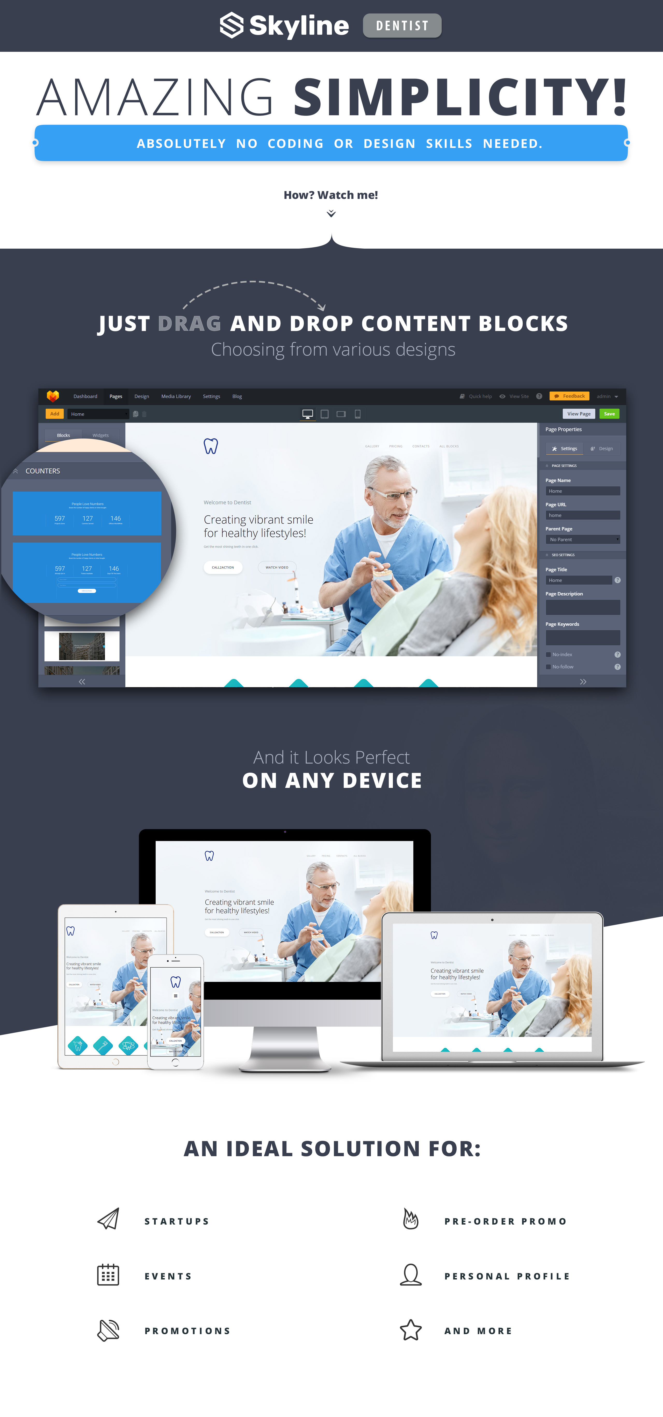 шаблон целевой страницы dentist motocms 3