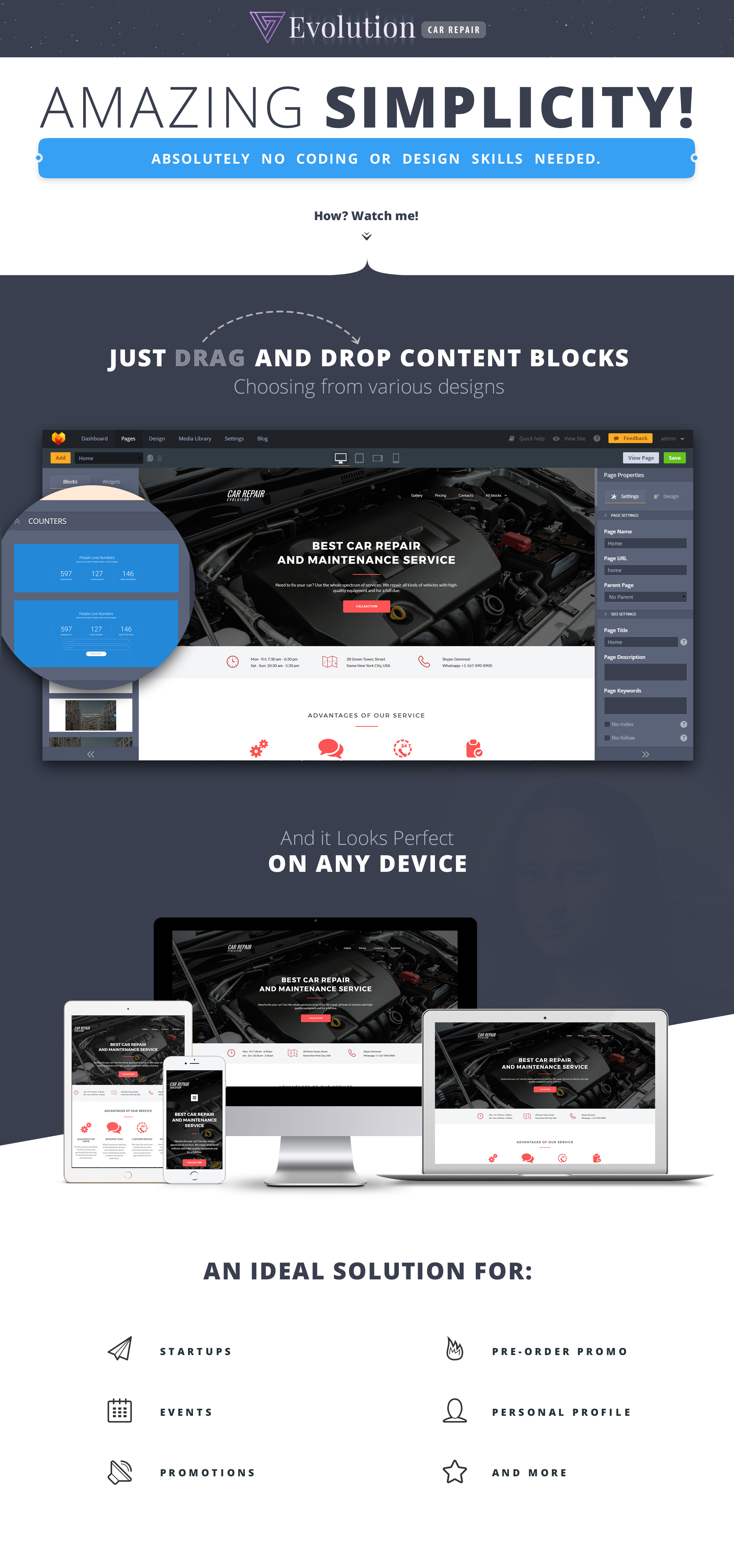 шаблон целевой страницы car repair motocms 3 landing page template