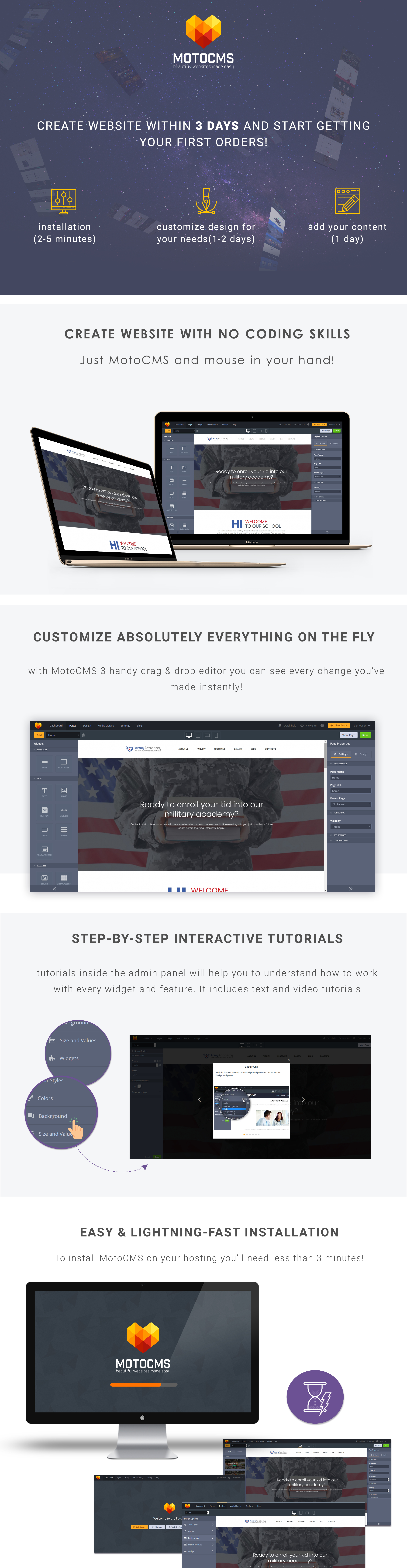 шаблон military academy moto cms 3