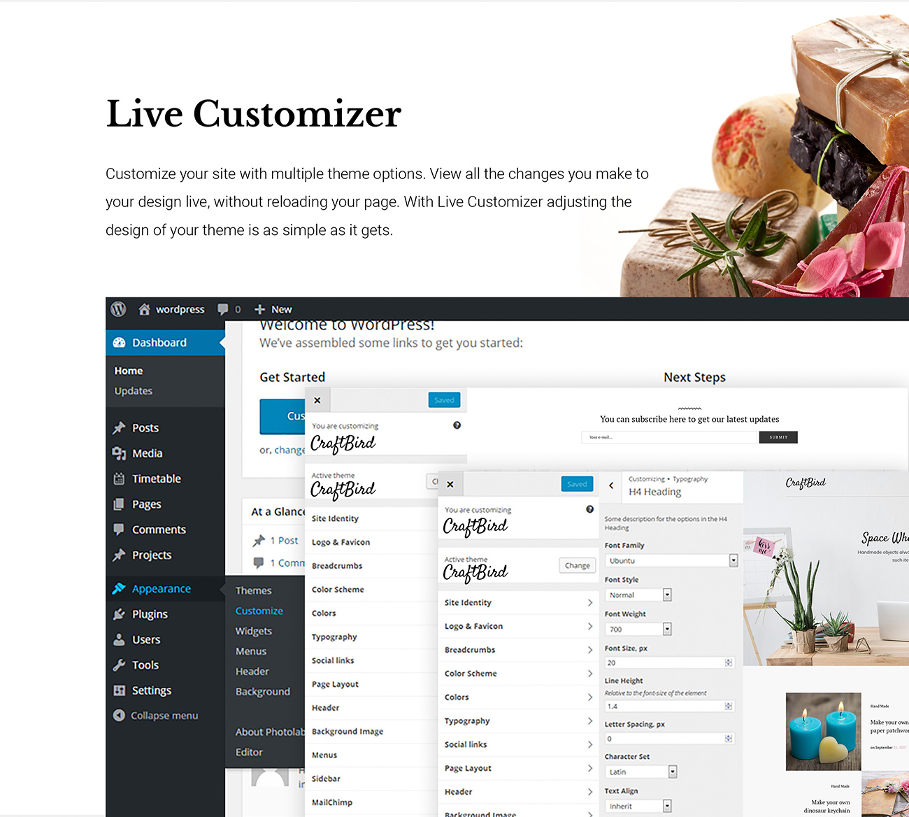 handmade artist personal blog wordpress theme