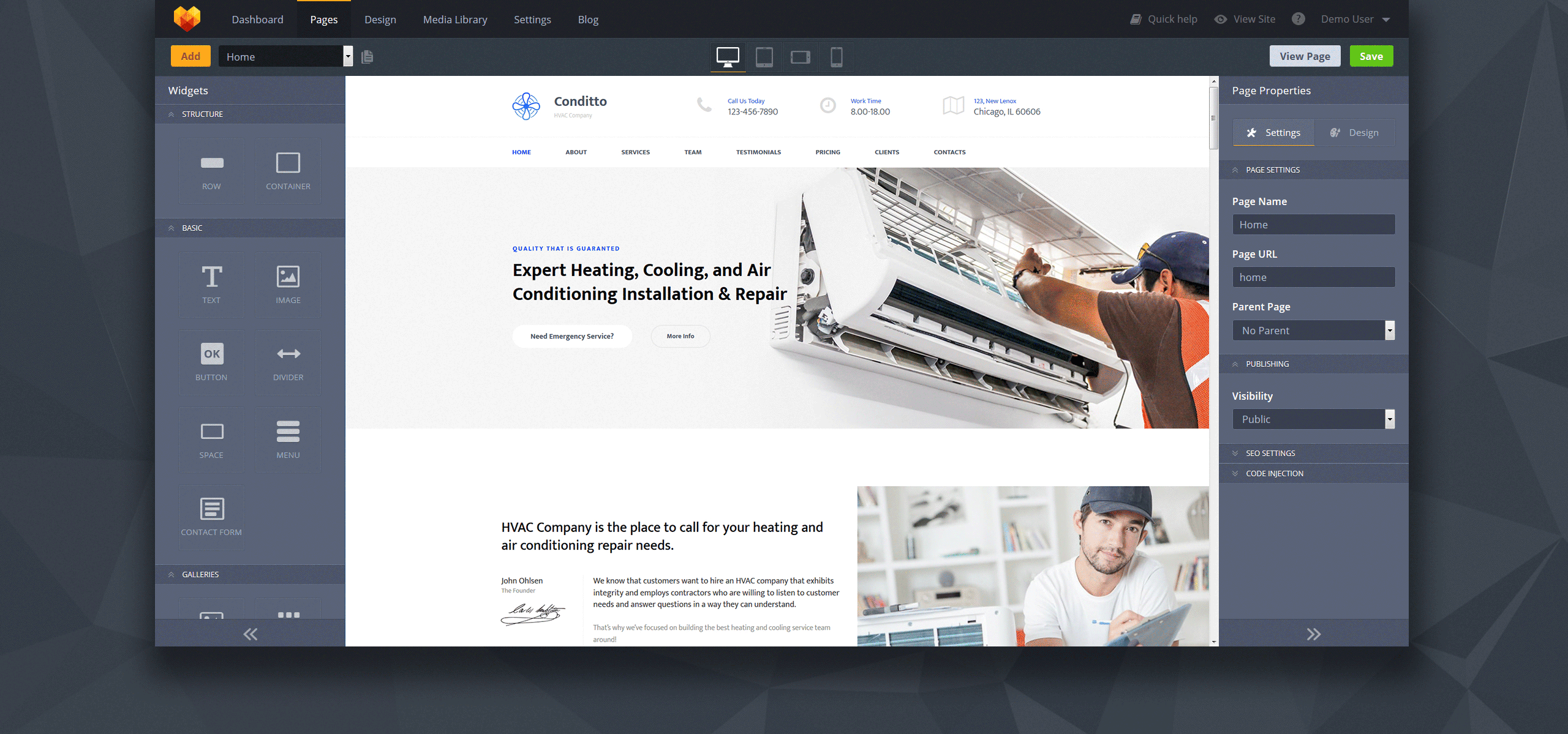 шаблон hvac premium moto cms 3