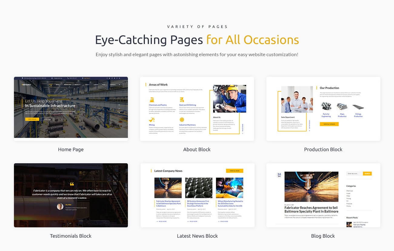 промышленная компания wordpress elementor theme