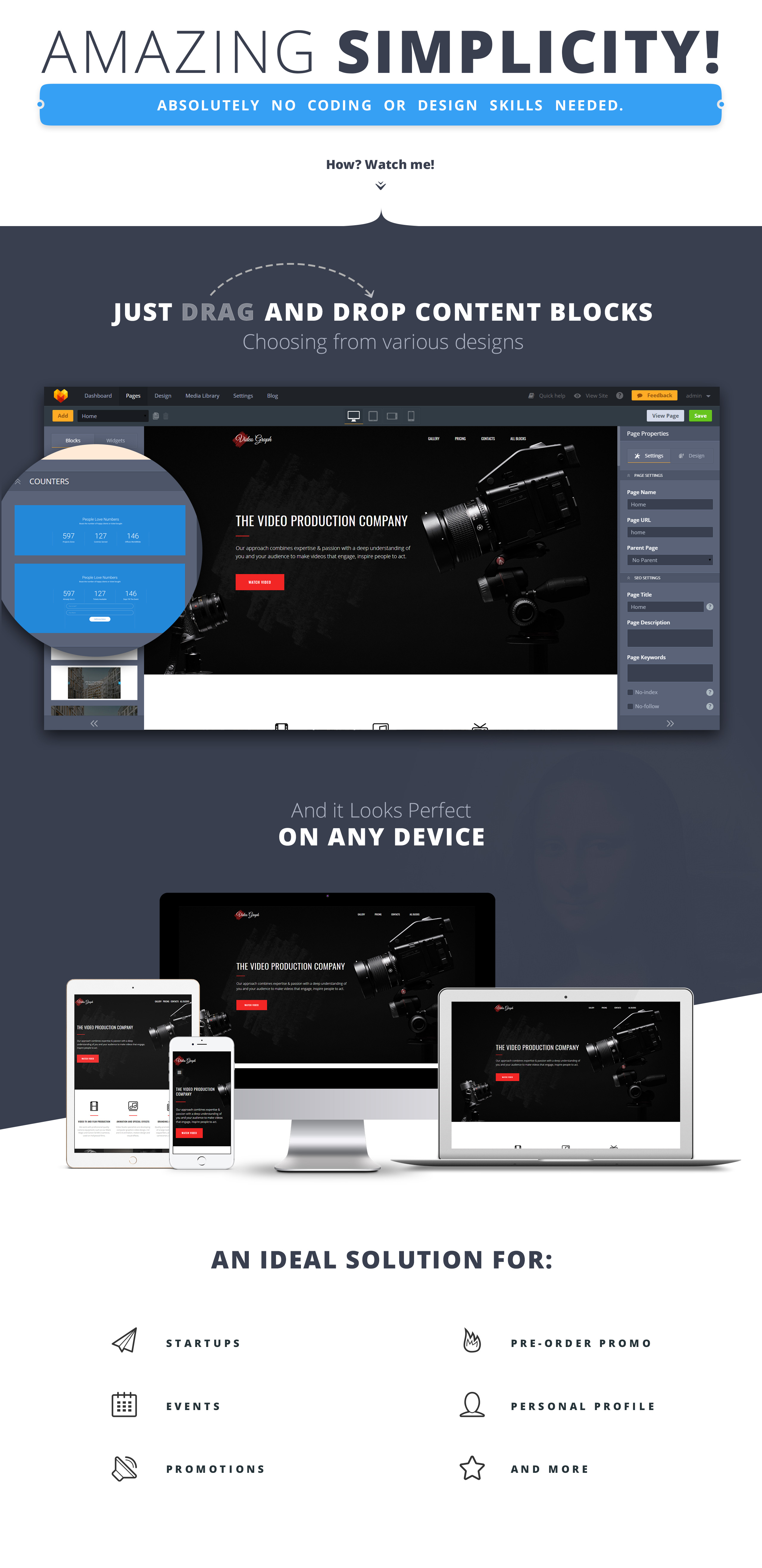 видеограф motocms 3 шаблон целевой страницы