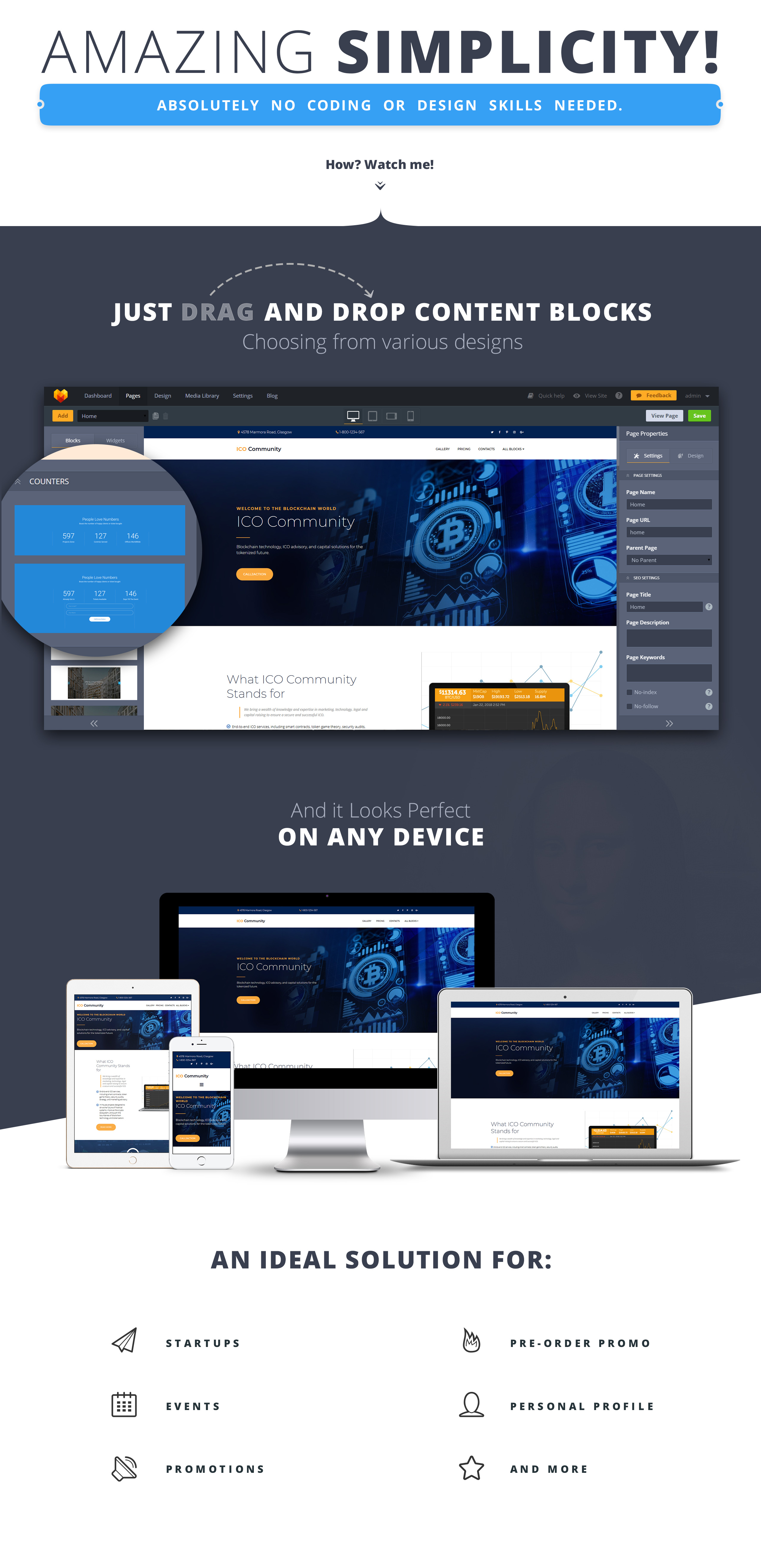 шаблон целевой страницы ico community motocms 3 landing page template