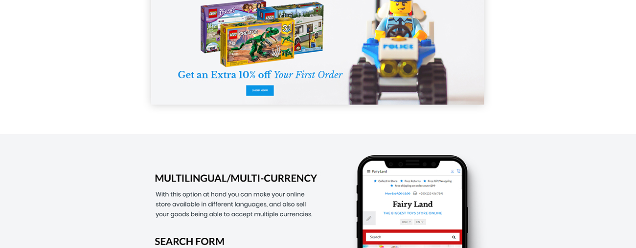 шаблон opencart для детских игрушек и одежды