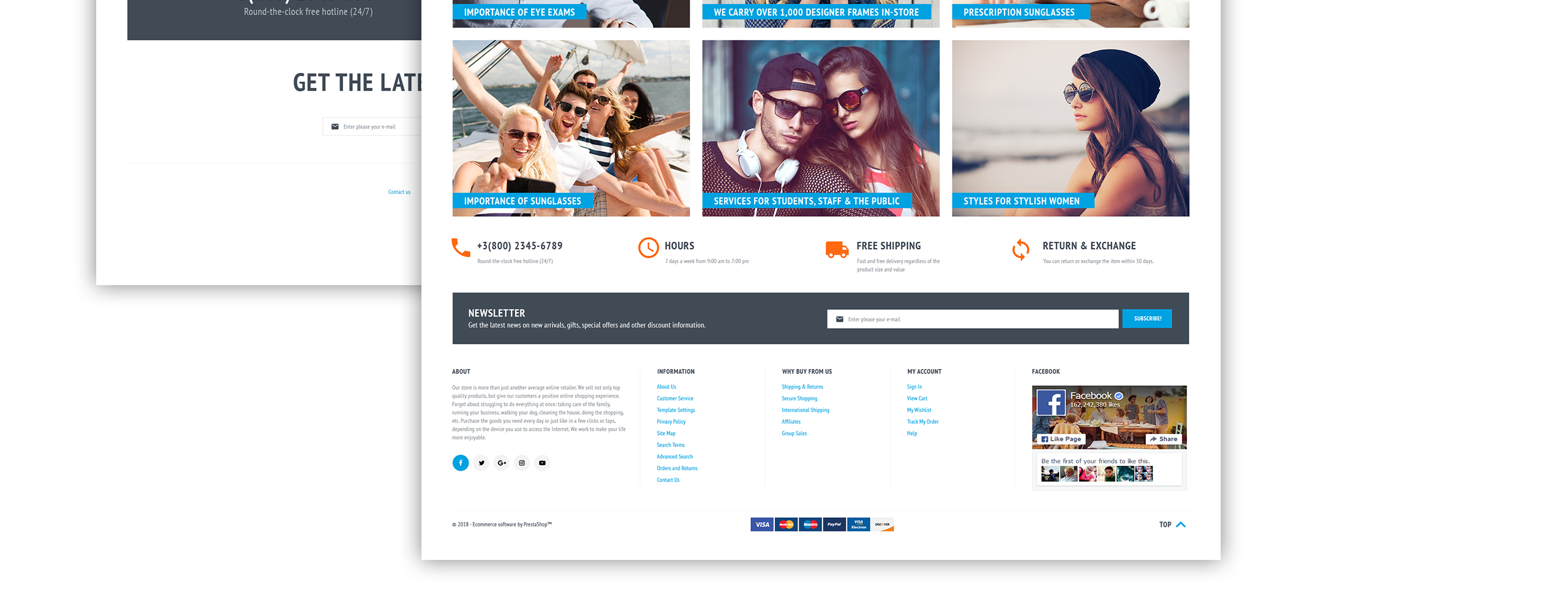 оптометрический магазин prestashop тема