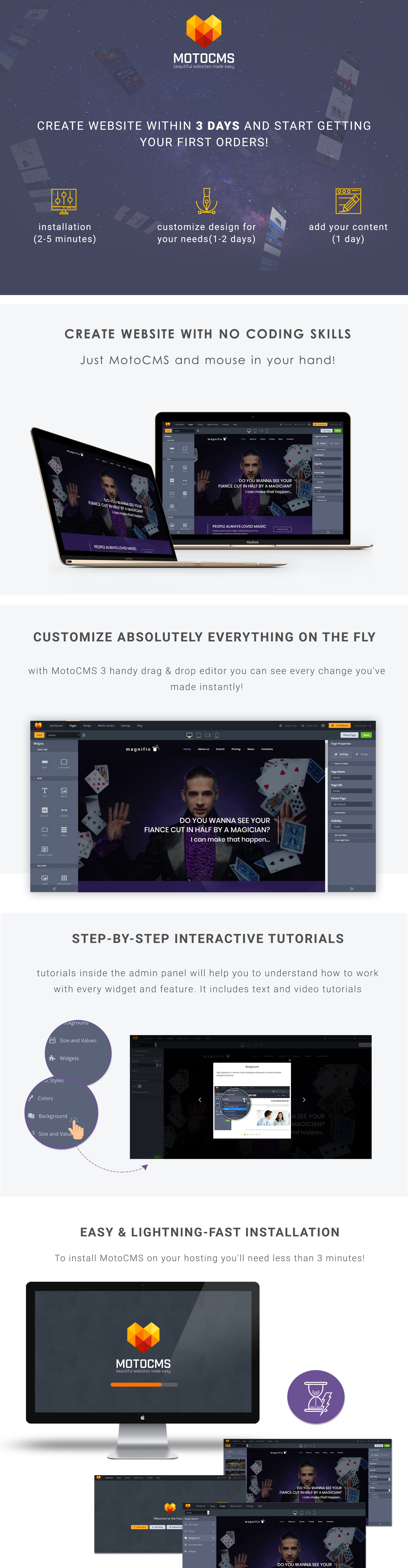 magician artist &amp; performer moto cms 3 шаблон