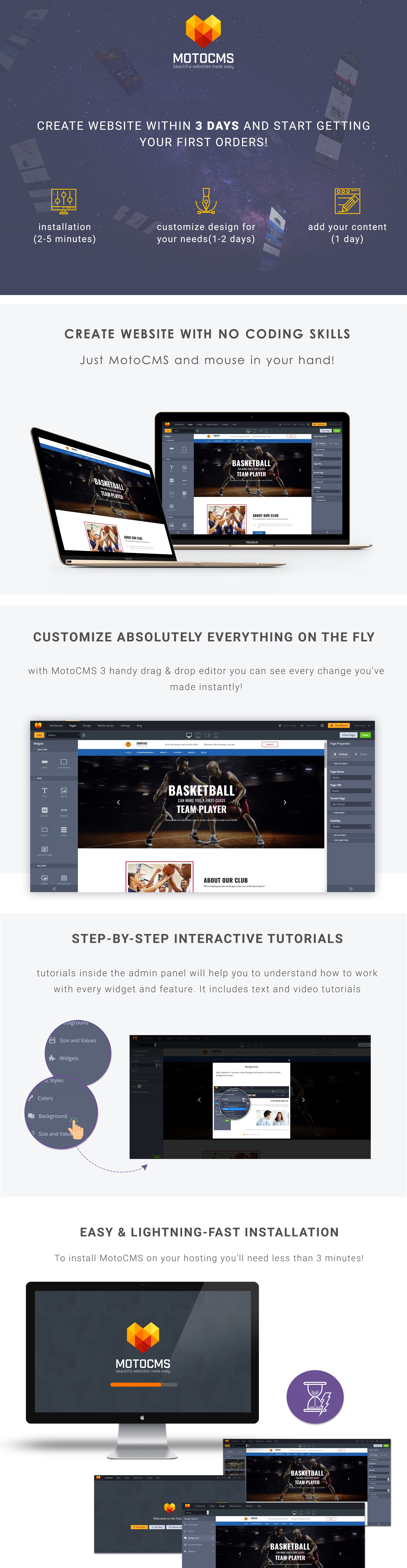 Basketball Club Moto CMS 3 Template