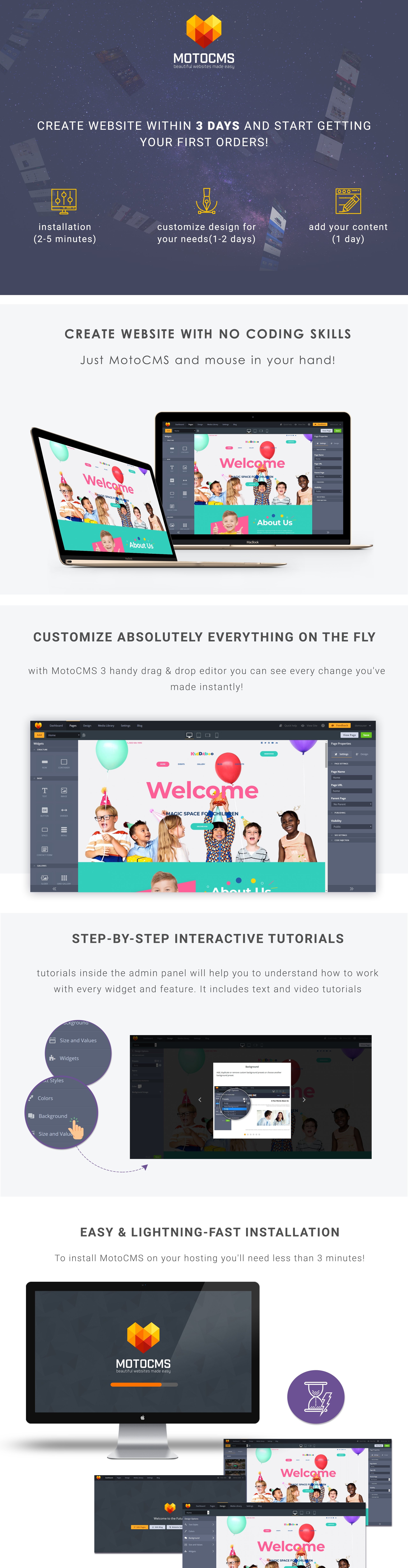 kid parties services moto cms 3 шаблон