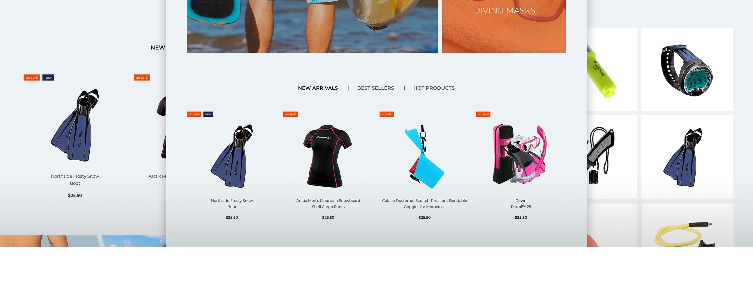 дайвинг магазин prestashop тема