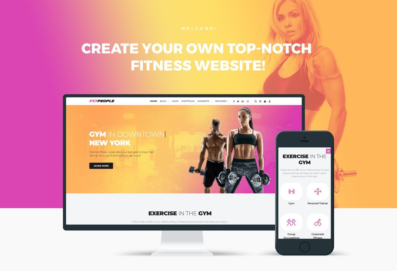 фитнес wordpress elementor тема