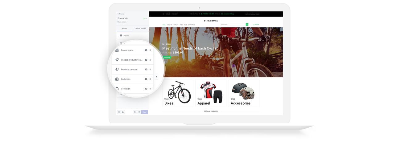 bike store отзывчивая тема shopify