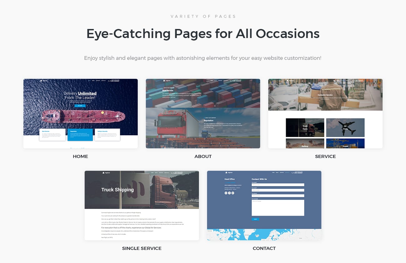 транспортные услуги отзывчивая тема wordpress elementor