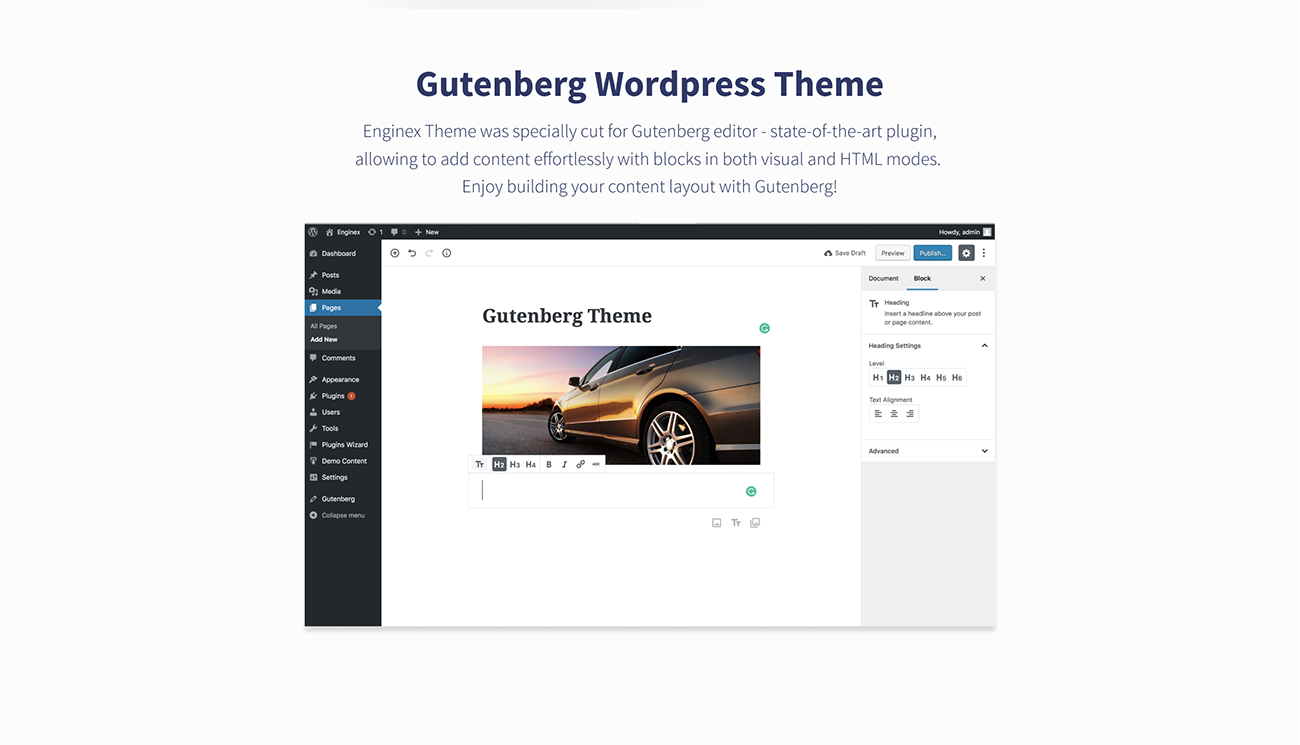 ремонт автомобилей gutenberg wordpress тема