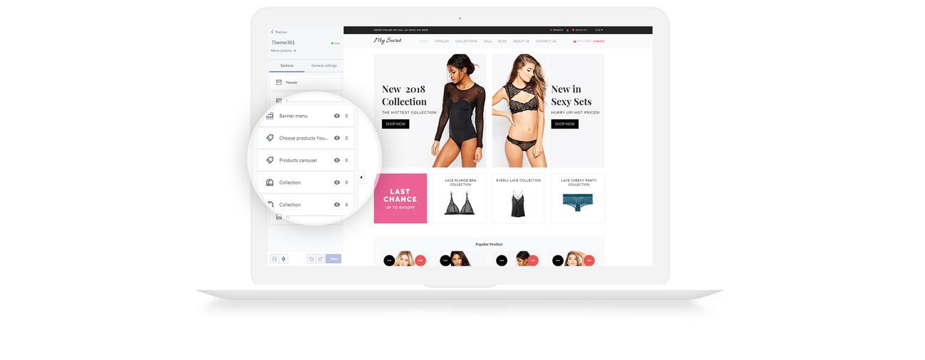 магазин нижнего белья shopify тема